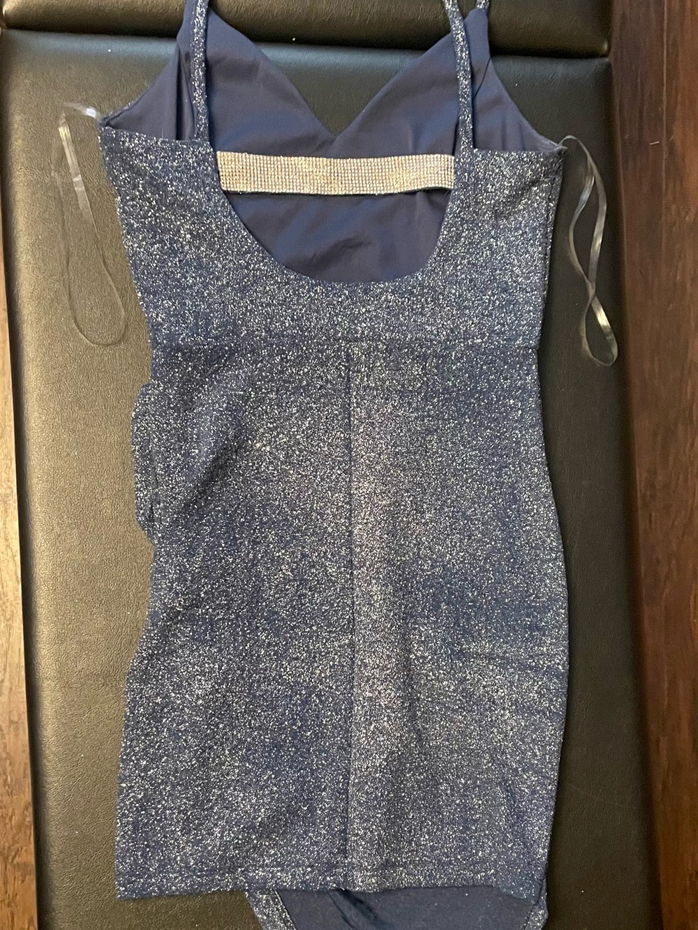 Windsor Navy Blue Glitter V-Neck Bodycon Mini Dress - Picture 2 of 12